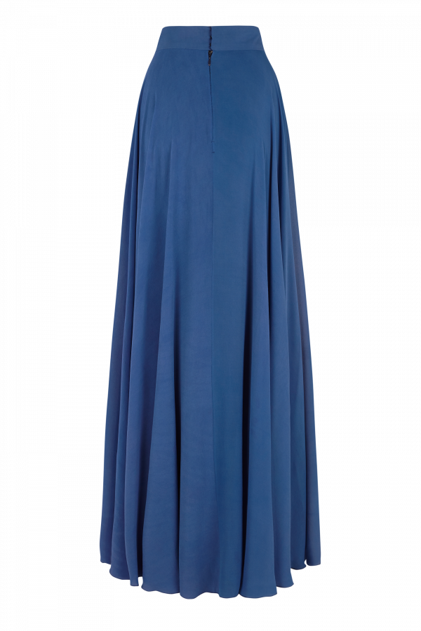 Falda de seda Venus Azul, parte de atrás.