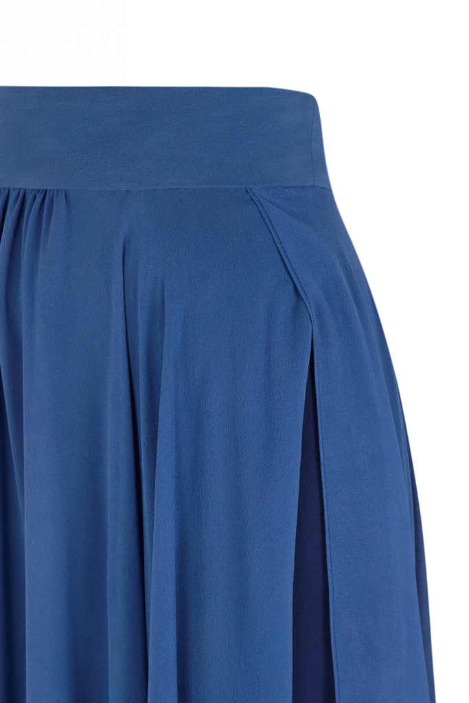 Falda de seda Venus Azul, detalle de la cintura.