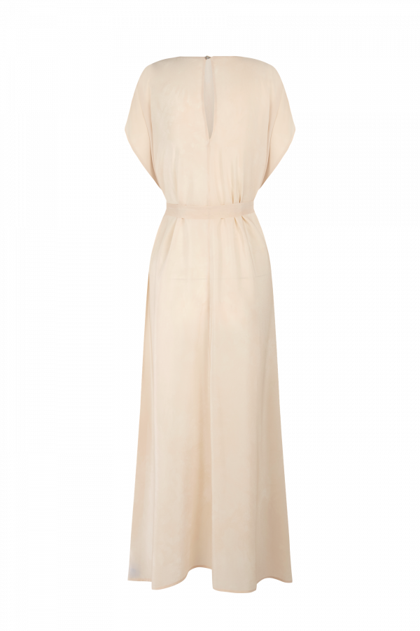 Fatima Long Dress Beige, Parte de atrás